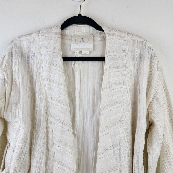HEI HEI Anthropologie gauzy metallic thread lined Kimono Jacket XS Oversized - Picture 4 of 9